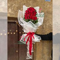دسته گل رز قرمز 20 شاخه