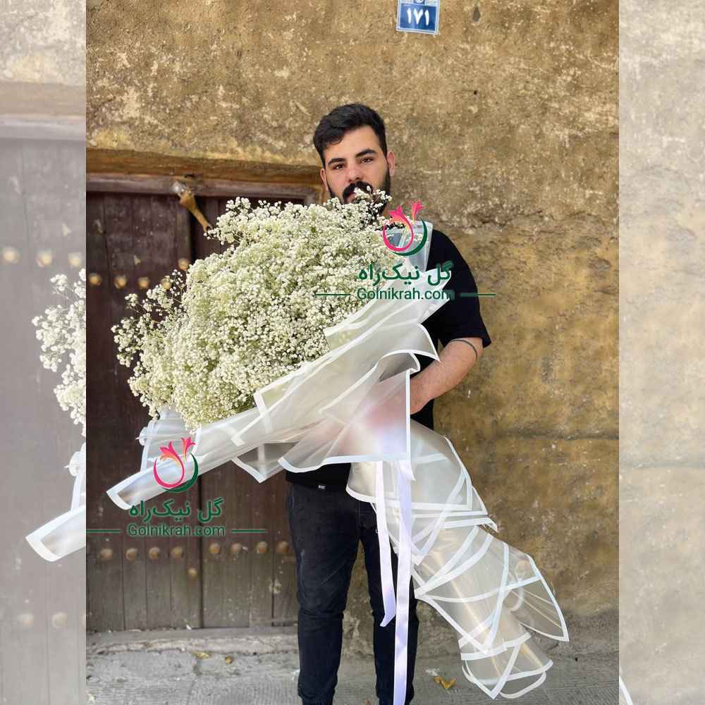 large-white-gypsophila-bouquet دسته گل ژیپسوفیلا سفید بزرگ